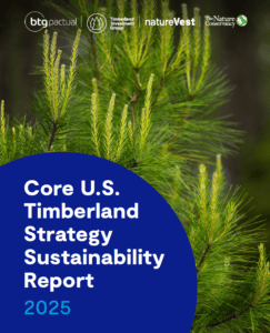 Core U.S. Timberland Strategy Sustainability Report 2025 published by BTG Pactual Timberland Investment Group in collaboration with The Nature Conservancy